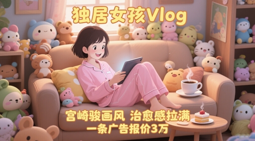 单个账号涨粉71W！用AI制作独居女孩Vlog，宫崎骏画风，治愈感拉满，一条广告报价3W-紫橙资源网