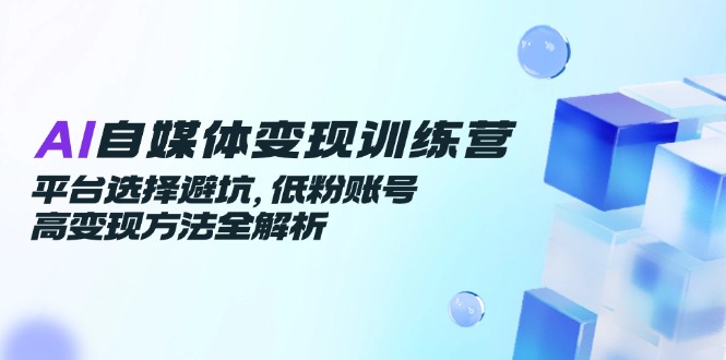 AI自媒体变现训练营，平台选择避坑，低粉账号高变现方法全解析-紫橙资源网