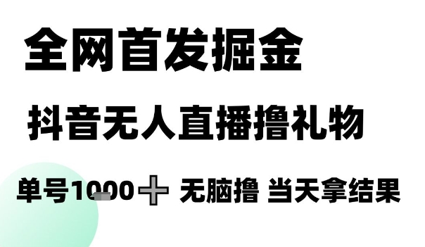 全网首发掘金抖音无人直播撸礼物，单号1k +无脑撸，当天拿结果-紫橙资源网