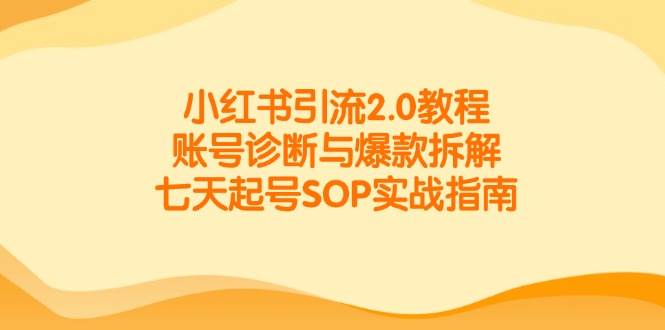 小红书引流2.0教程，账号诊断与爆款拆解，七天起号SOP实战指南-紫橙资源网
