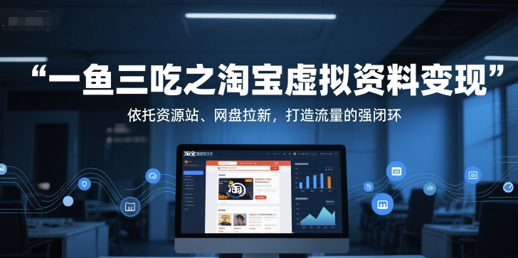 一鱼三吃之淘宝虚拟资料变现，依托资源站、网盘拉新，打造流量的强闭环-紫橙资源网
