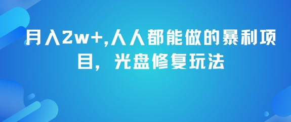 月入2w+，人人都能做的暴利项目，光盘修复玩法-紫橙资源网