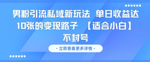 男粉引流私域新玩法，单日收益达10张的变现路子 【适合小白】不封号-紫橙资源网