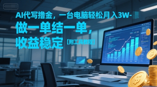 AI代写撸金，一台电脑轻松月入1-3W，做一单结一单，收益稳定【附工具教程】-紫橙资源网