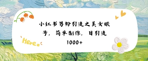 小红书男粉引流项目之美女账号6，简单制作，条条爆款原创，不违规-紫橙资源网