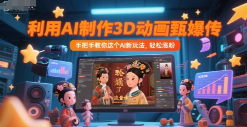 利用AI制作3D动画甄嬛传,流量爆了,手把手教你这个AI新玩法,轻松涨粉-紫橙资源网