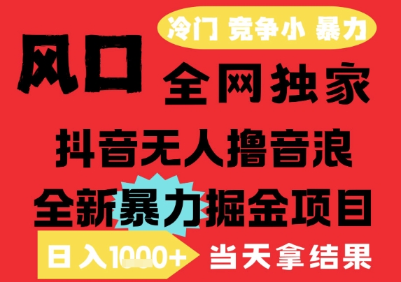 25年6月高爆抖音无人直播最新撸音浪掘金项目，解放双手小白可做，无脑日入1k+，门槛低-紫橙资源网