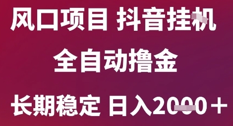 风口项目，六月最新玩法抖音无人挂G，全自动撸金，长期稳定 日入2k+-紫橙资源网