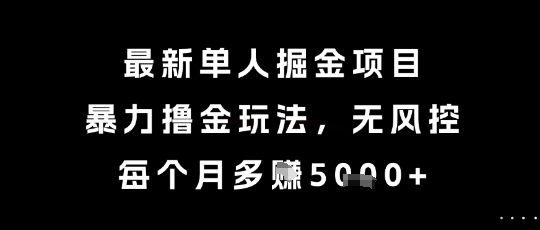 最新单人掘金项目，暴力撸金玩法，无风控，每个月多挣5k+-紫橙资源网