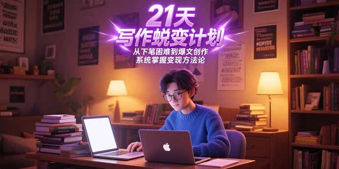 21天写作蜕变计划,从下笔困难到爆文创作,系统掌握变现方法论-紫橙资源网