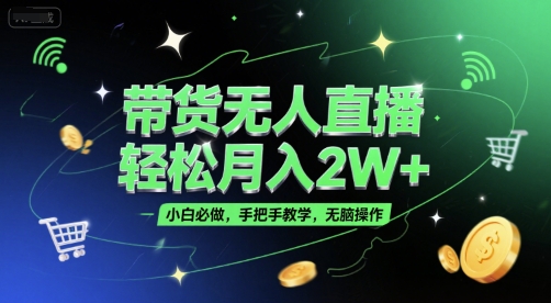 带货无人直播，轻松月入2W+，小白必做，手把手教学，无脑操作(附学习资料)-紫橙资源网