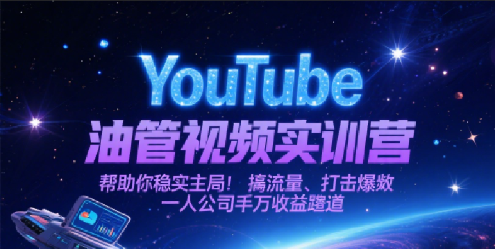YouTube油管视频实训营，帮助你稳入局、搞流量、打爆款，一人公司千万收益赛道-紫橙资源网