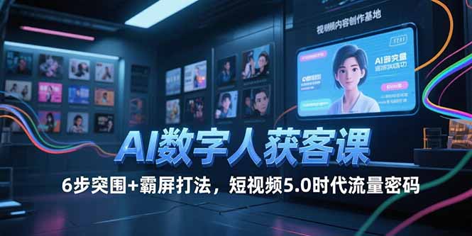 AI数字人获客课，6步突围+霸屏打法，短视频5.0时代流量密码-紫橙资源网