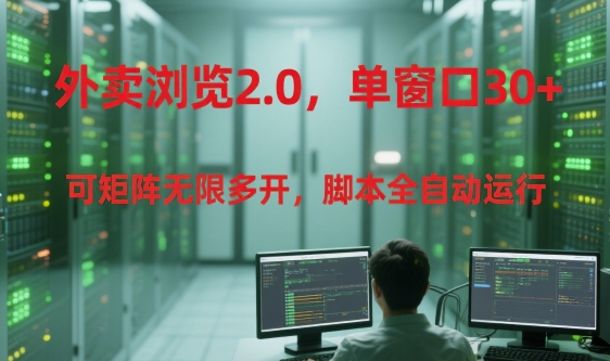 外卖浏览2.0,单窗口30+可矩阵无限多开,脚本全自动运行-紫橙资源网