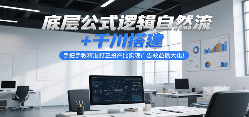 底层公式逻辑自然流+千川搭建，手把手教精准打正投产比实现广告效益最大化！-紫橙资源网