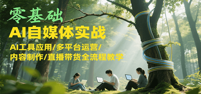 零基础AI自媒体实战，AI工具应用/多平台运营/内容制作/直播带货全流程教学 - 福缘网