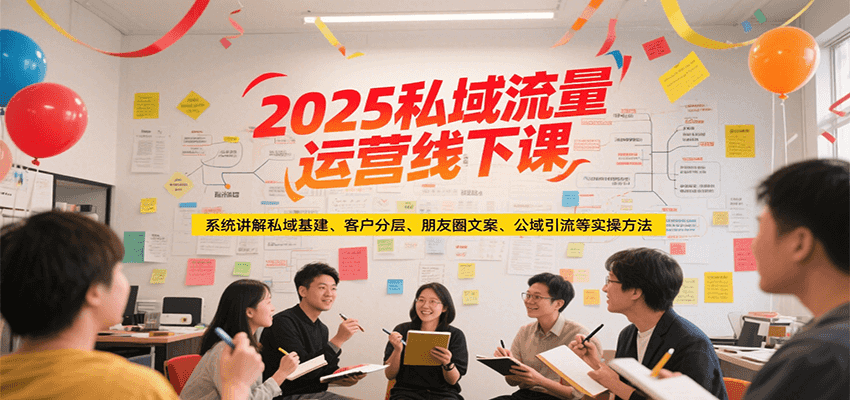 2025私域流量运营线下课，系统讲解私域基建/客户分层/朋友圈文案/公域引流等实操方法-紫橙资源网