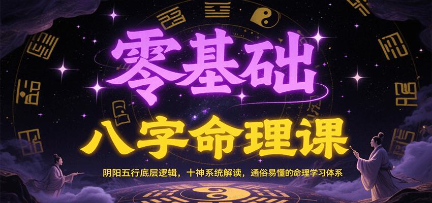 零基础八字命理课：阴阳五行底层逻辑，十神系统解读，通俗易懂的命理学习体系-紫橙资源网