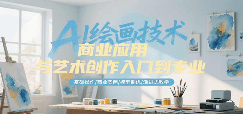 AI绘画技术商业应用与艺术创作入门到专业，基础操作/商业案例/模型调优/渐进式教学-紫橙资源网