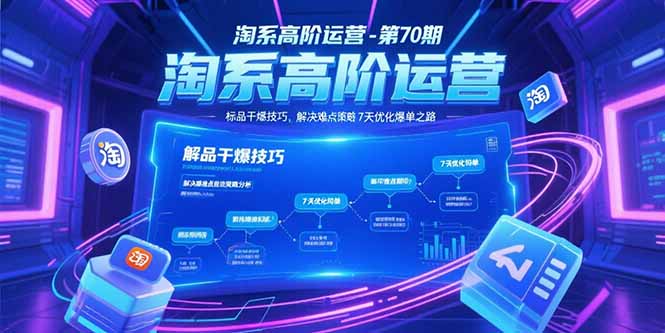 淘系高阶运营-第70期，标品干爆技巧，解决难点策略，大佬操盘方法-紫橙资源网