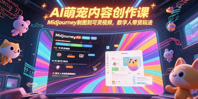AI萌宠内容创作课，Midjourney制图到可灵视频，数字人带货玩法-紫橙资源网