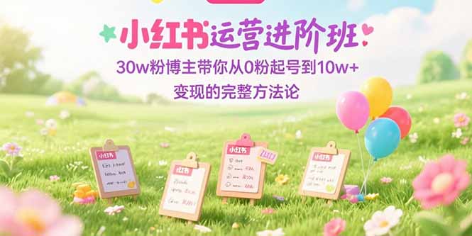 小红书运营进阶班：30w粉博主带你从0粉起号到10w+变现的完整方法论-紫橙资源网