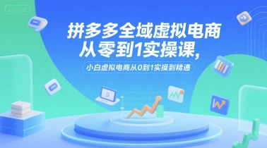 拼多多全域虚拟电商从零到1实操课，小白虚拟电商从0到1实操到精通 - 冒泡网