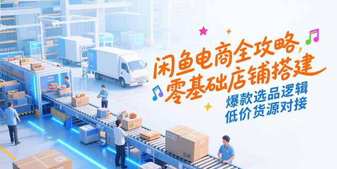 闲鱼电商全攻略，零基础店铺搭建，爆款选品逻辑，低价货源对接-紫橙资源网