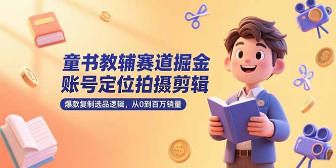 童书教辅赛道掘金，账号定位拍摄剪辑，爆款复制选品逻辑，从0到百万销量-紫橙资源网