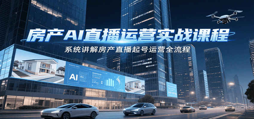 房产AI直播运营实战课程,系统讲解房产直播起号运营全流程-紫橙资源网