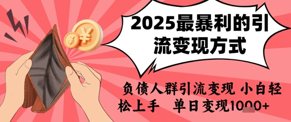 2025年最暴利的引流变现方式，负债人群引流变现，小白轻松上手，日入1k-紫橙资源网