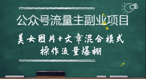 公众号流量主副业项目，美女图片+文章混合模式操作流量爆棚-紫橙资源网