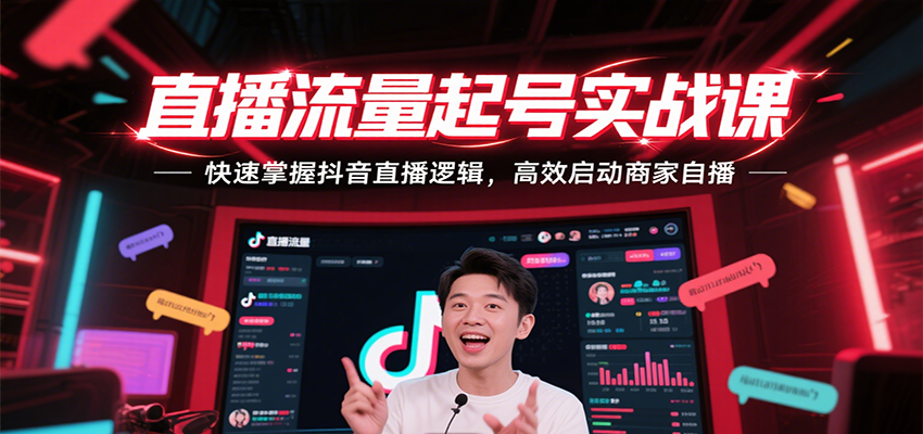 直播流量起号实战课,快速掌握抖音直播逻辑,高效启动商家自播-紫橙资源网
