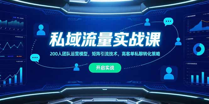 私域流量实战课，200人团队运营模型，矩阵引流技术，高客单私聊转化策略-紫橙资源网