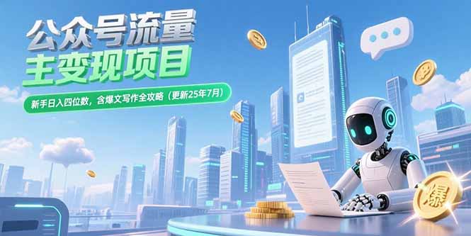 公众号流量主变现项目，新手日入四位数，含爆文写作全攻略(更新25年7月)-紫橙资源网
