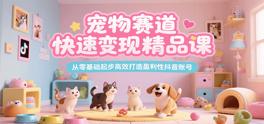 宠物赛道快速变现精品课，从零基础起步高效打造盈利性抖音账号-紫橙资源网