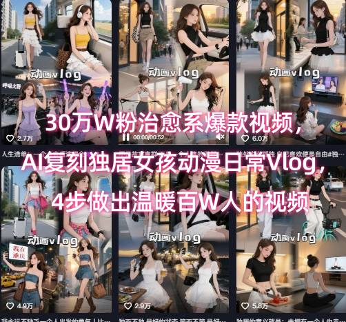 30万W粉治愈系爆款视频，AI复刻独居女孩动漫日常Vlog，4步做出温暖百W人的视频-紫橙资源网