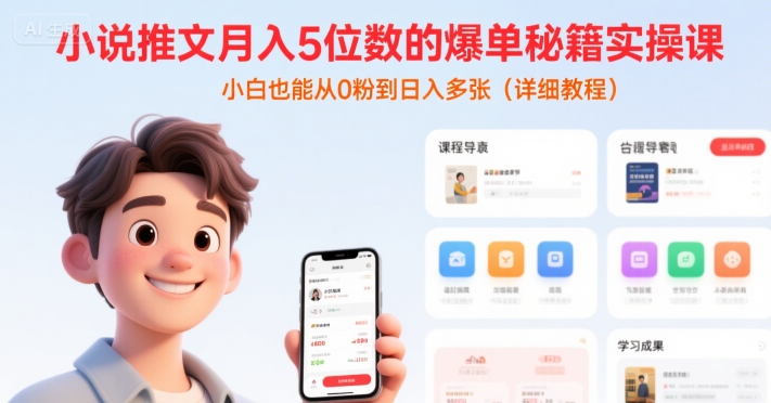 小说推文月入5位数的爆单秘籍实操课,,小白也能从0粉到日入多张(详细教程)-紫橙资源网
