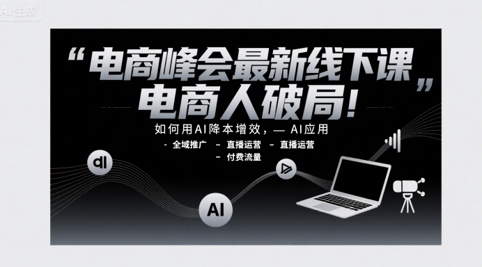 电商峰会最新线下课，电商人破局，如何用AI降本增效，AI应用-全域推广-直播运营-付费流量-紫橙资源网