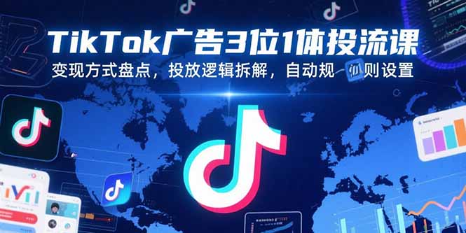 TikTok广告3位1体投流课，变现方式盘点，投放逻辑拆解，自动规则设置-紫橙资源网