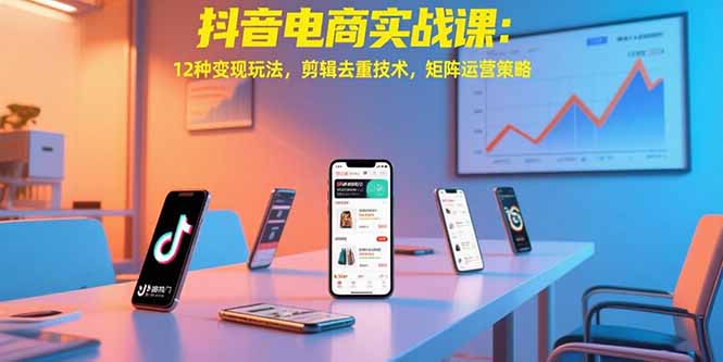 抖音电商实战课：12种变现玩法，剪辑去重技术，矩阵运营策略-紫橙资源网