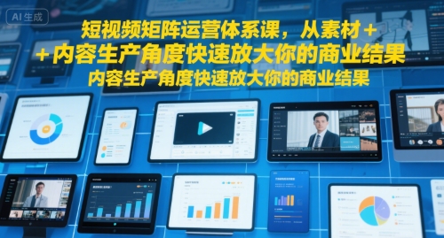 短视频矩阵运营体系课，从素材+内容生产角度快速放大你的商业结果-紫橙资源网