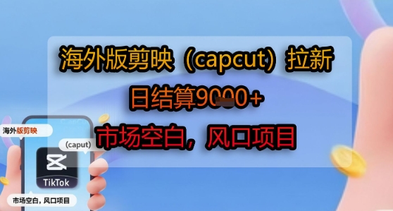 海外版剪映(capcut)拉新，日结算1k+，市场空白，风口项目-紫橙资源网