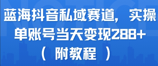 蓝海抖音私域赛道，实操单账号当天变现288+(附教程)-紫橙资源网