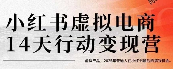 小红书虚拟电商14天变现训练营,虚拟产品,2025年普通人在小红书最后的搞钱机会-紫橙资源网