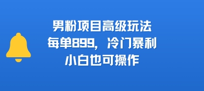 男粉项目高级玩法，每单899，冷门暴利，小白也可操作-紫橙资源网