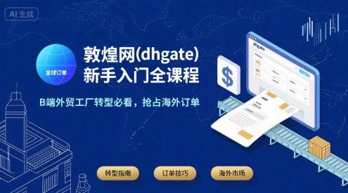 敦煌网(dhgate)新手入门全课程，B端外贸工厂转型必看，抢占海外订单-紫橙资源网