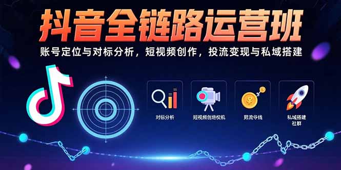 抖音全链路运营班:账号定位与对标分析,短视频创作,投流变现与私域搭建-紫橙资源网
