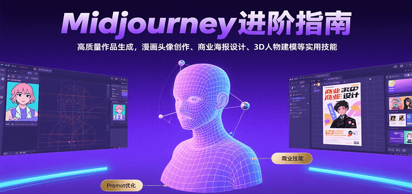 Midjourney进阶指南：高质量作品生成，漫画头像创作、商业海报设计、3D人物建模等-紫橙资源网