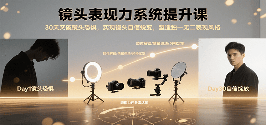 镜头表现力系统提升课，30天突破镜头恐惧实现自信蜕变，塑造独一无二表现风格-紫橙资源网